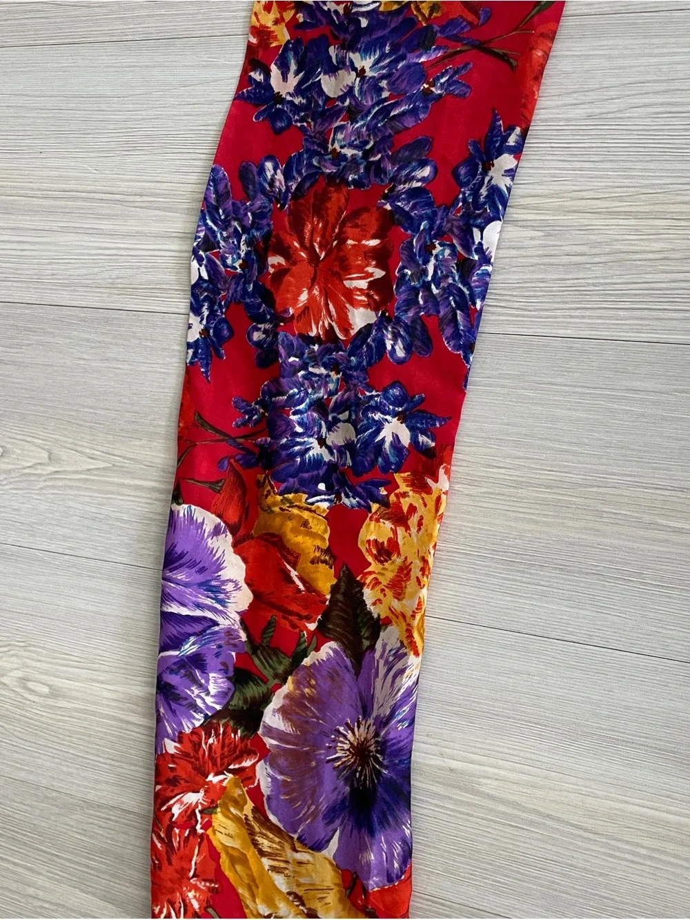 Vibrant Red Floral Silk Scarf - Women Accessories